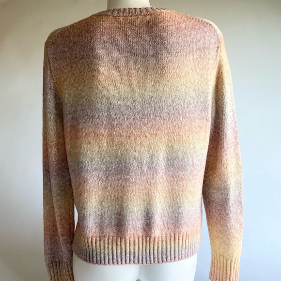 J. Crew Pink Beige Yellow Crew Neck Long Sleeve Pullover size M - Picture 14 of 14